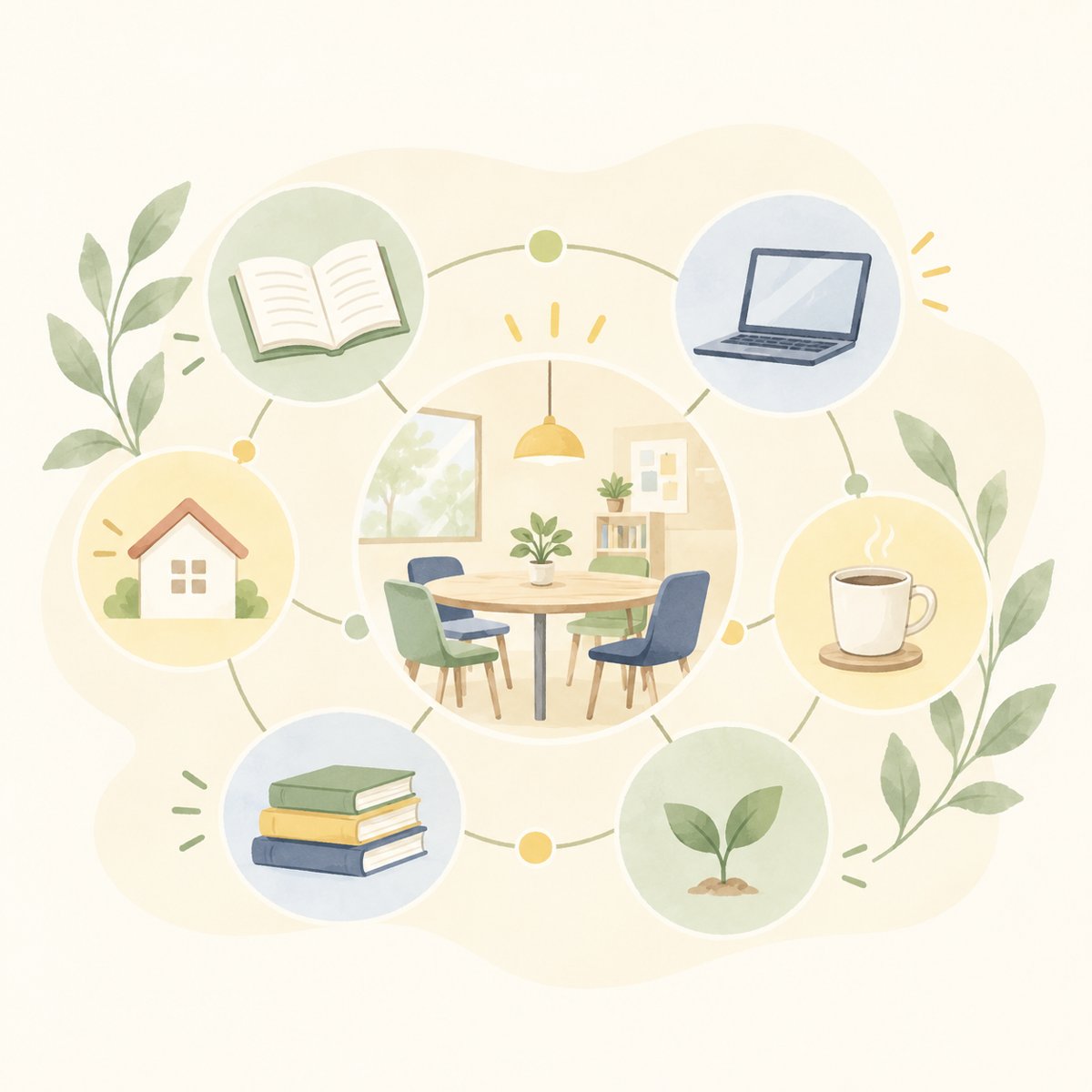 人・学び・暮らしがつながるイラスト